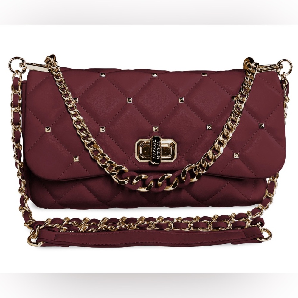 Badgley Mischka Brown Crossbody Bag with Quilted Design